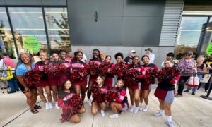 Cheer squad at the Amazon Fresh Grand Opening 8/14/25